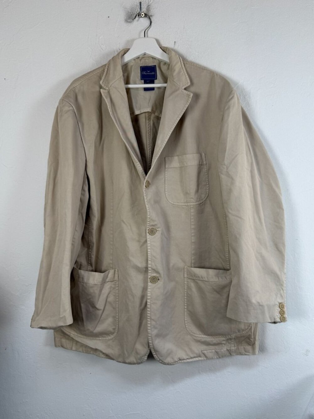 Faconnable Beige Cotton Blend Blazer Jacket XXL Made In Romania